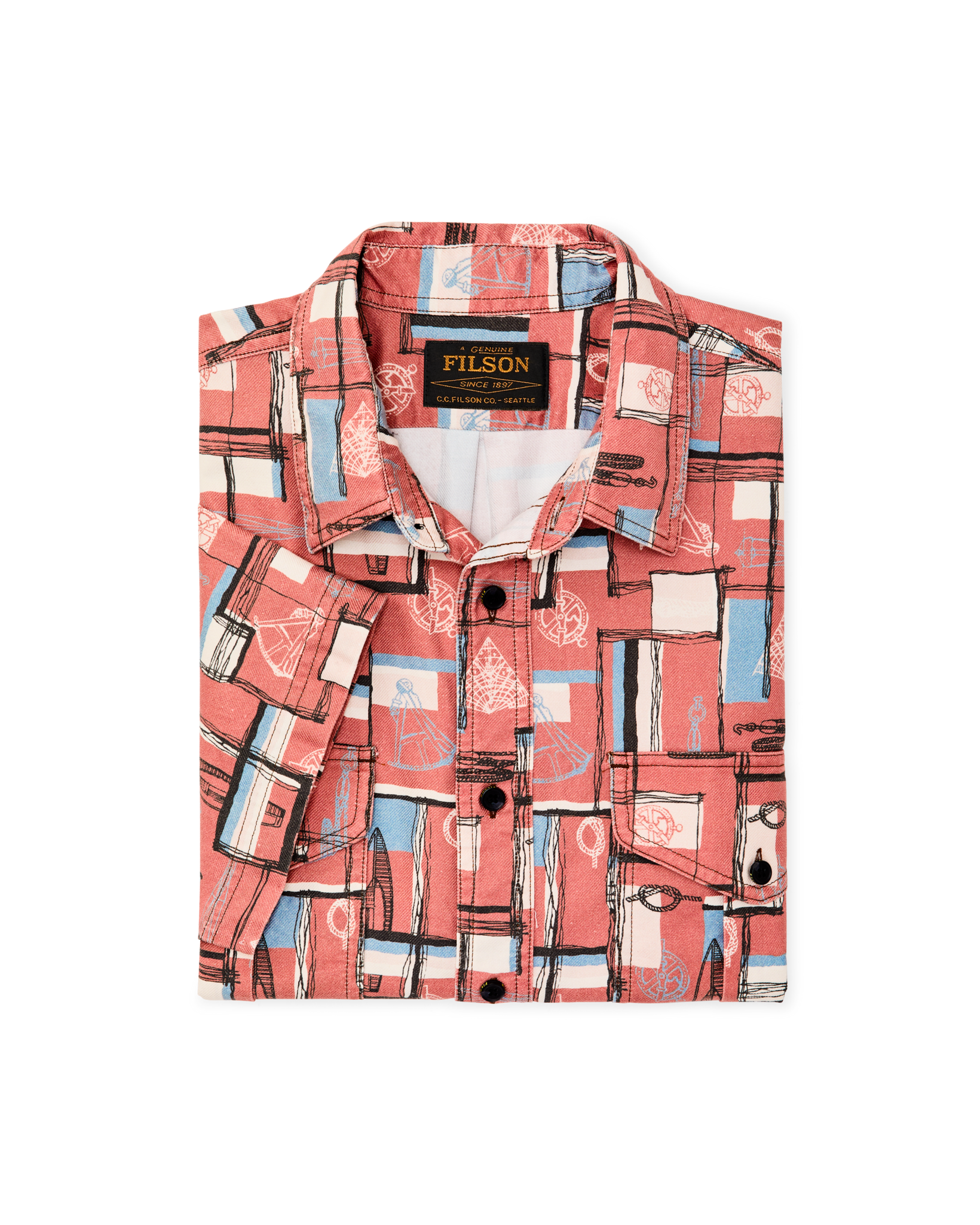 Short Sleeve Lightweight Alaskan Guide Shirt - Russet Print - Image 7