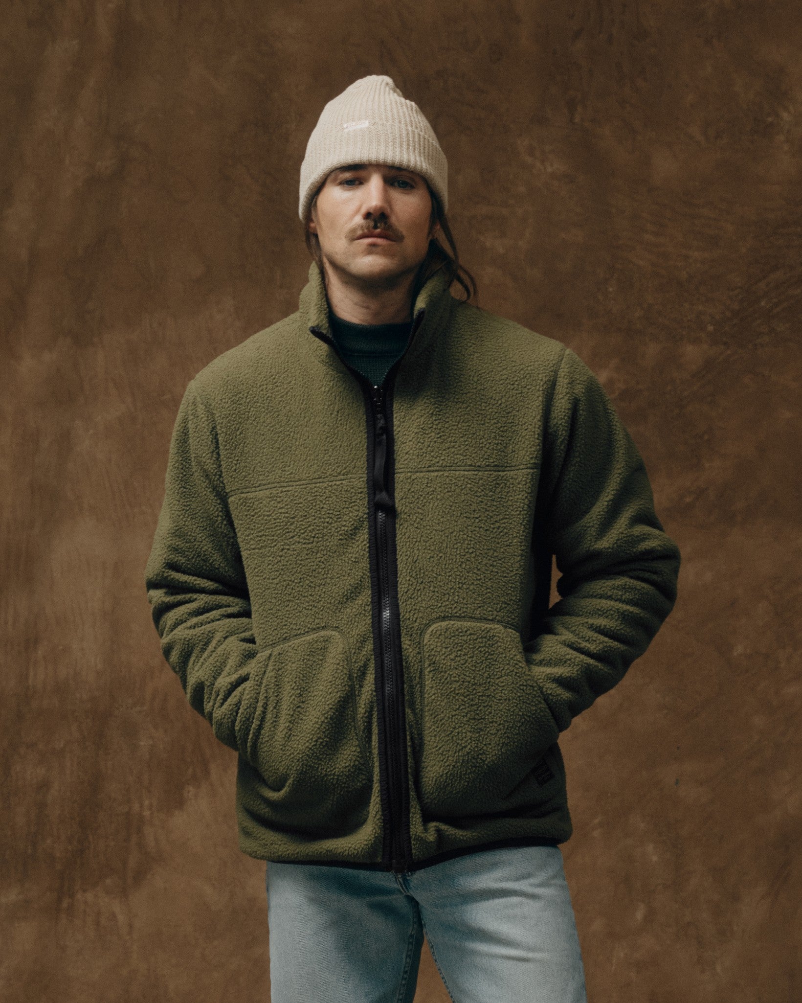 Reversible Pile Fleece Jacket - Dark Olive Drab - Image 6