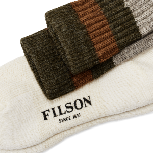 Alternative view of 1970s Logger Thermal Socks - Green Brown