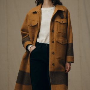 Alternative view of Women's Wool Long Cruiser Coat - Whiskey / Black Stripe