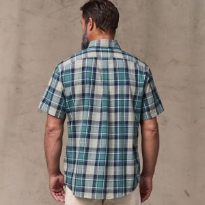 Alternative view of Short Sleeve Madras Popover Shirt - Gray / Teal Multicolor