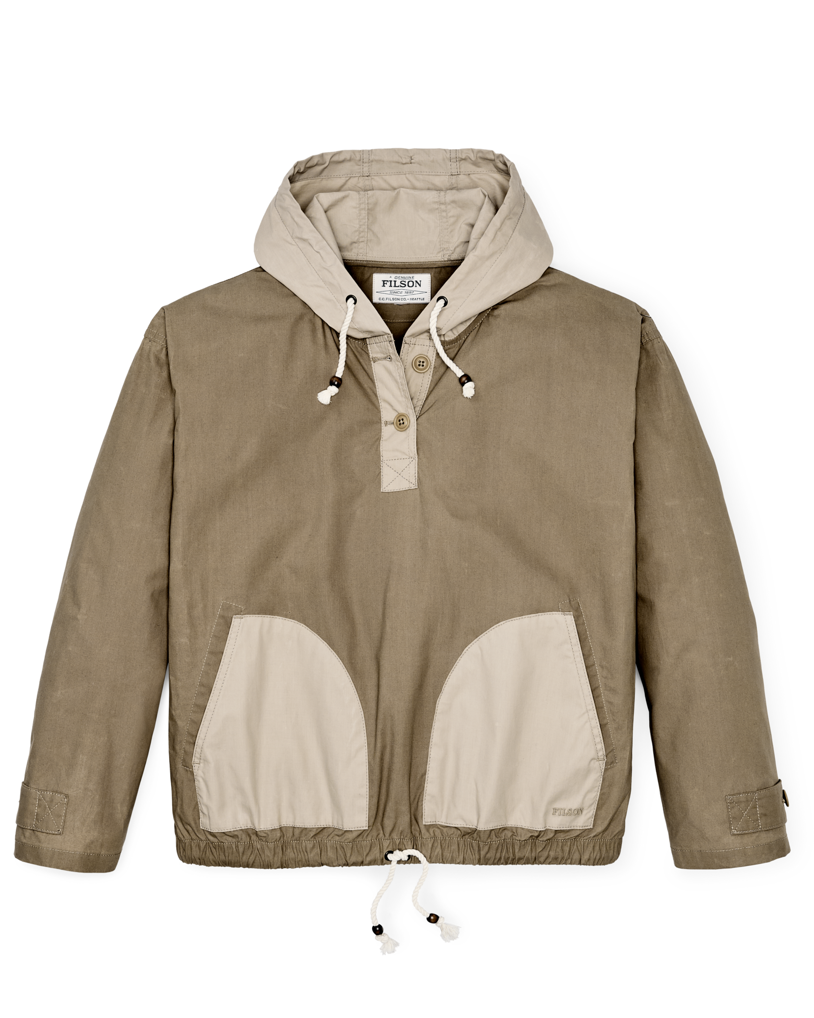 Women's Dry Wax Hooded Popover - Khaki / Quail Tan - Image 5