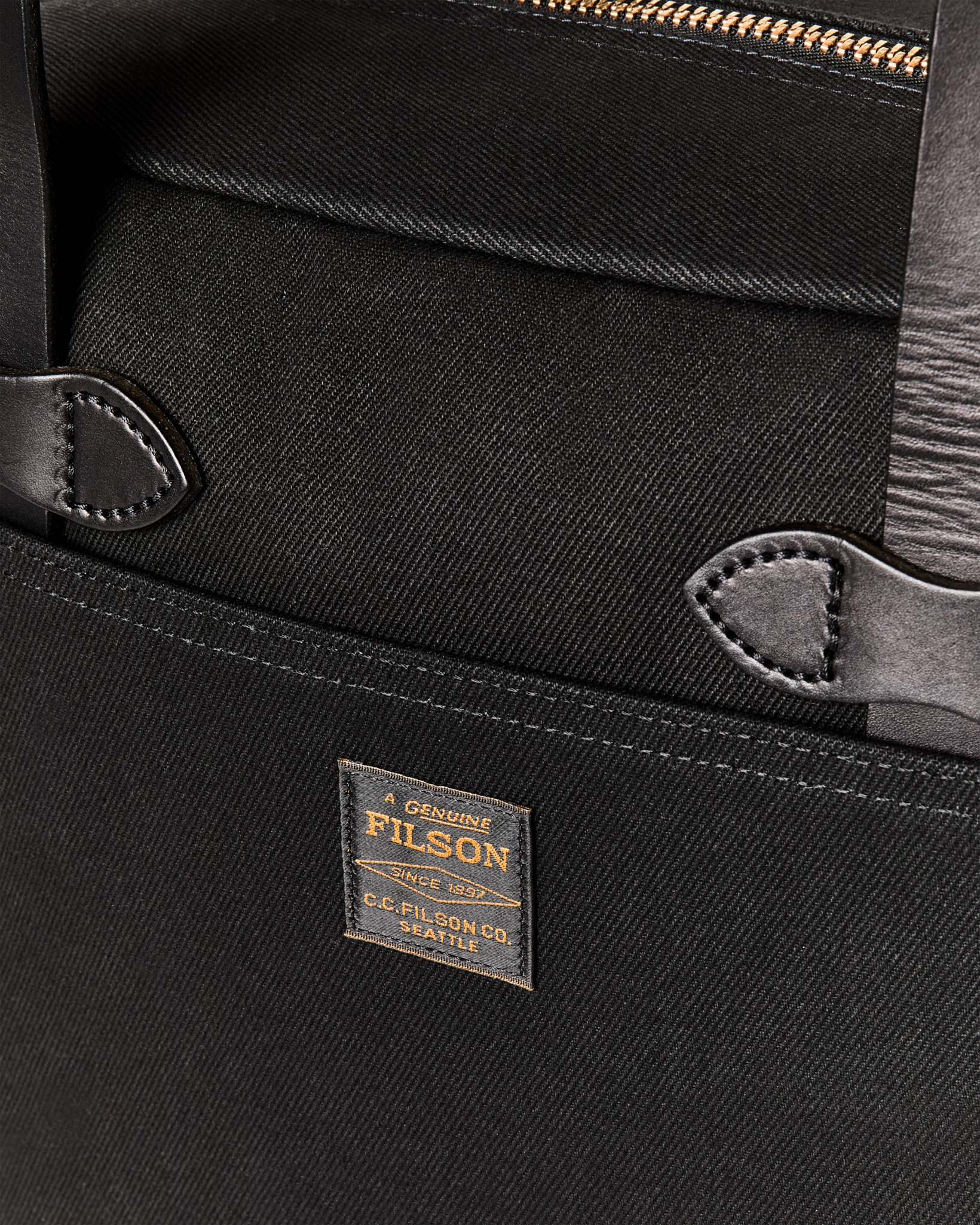 Rugged Twill Zipper Tote Bag - Black - Image 6