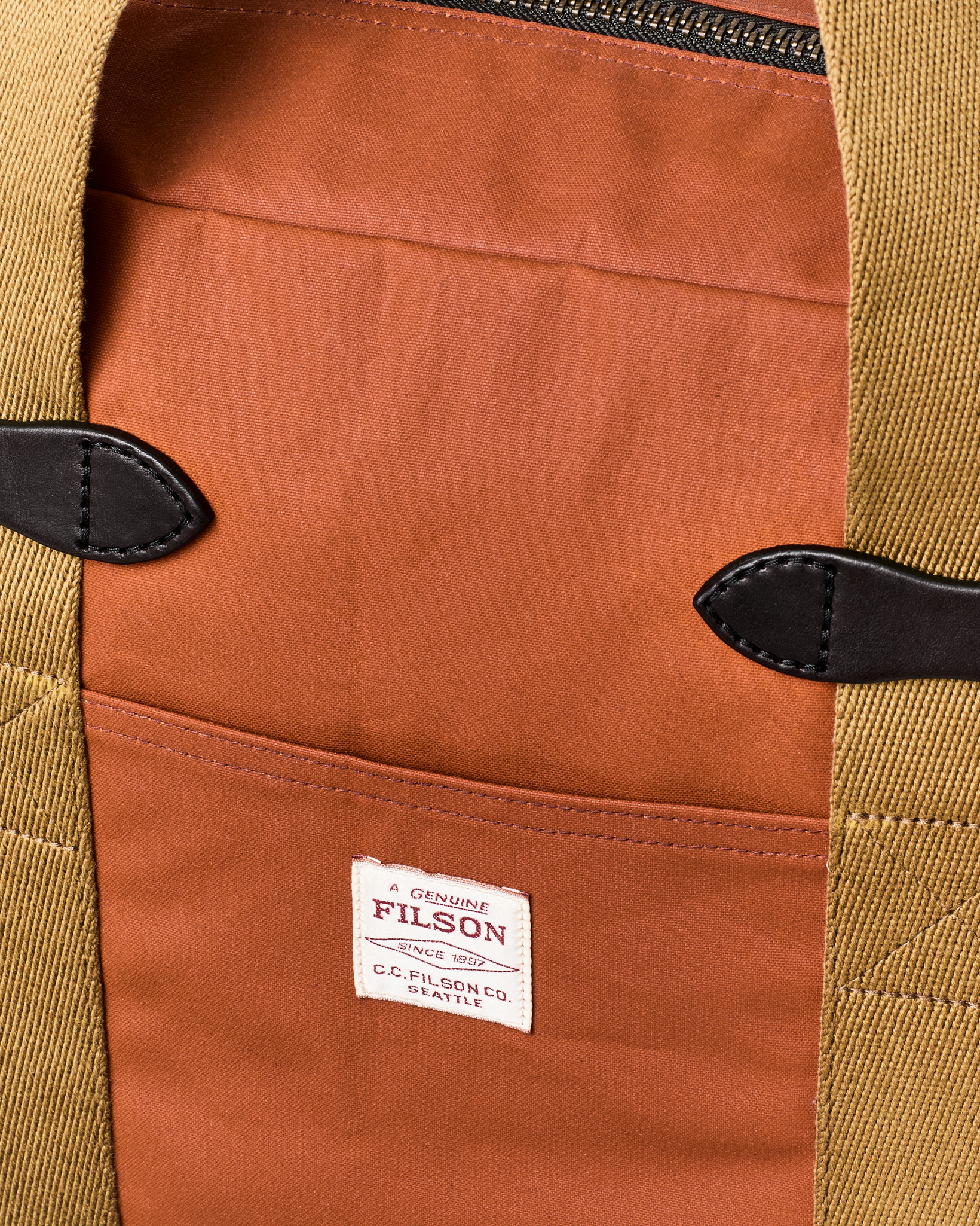 Tin Cloth Zipper Tote Bag - Rust - Image 2