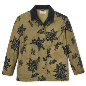 Women's Canvas Barn Coat - Olive / Floral Print