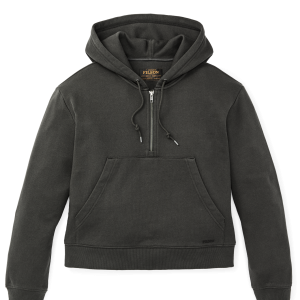Women's French Terry Half-Zip Hoodie - Faded Black
