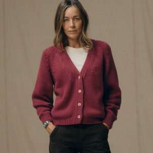 Women's Rustic Cotton Cardigan - Burgundy
