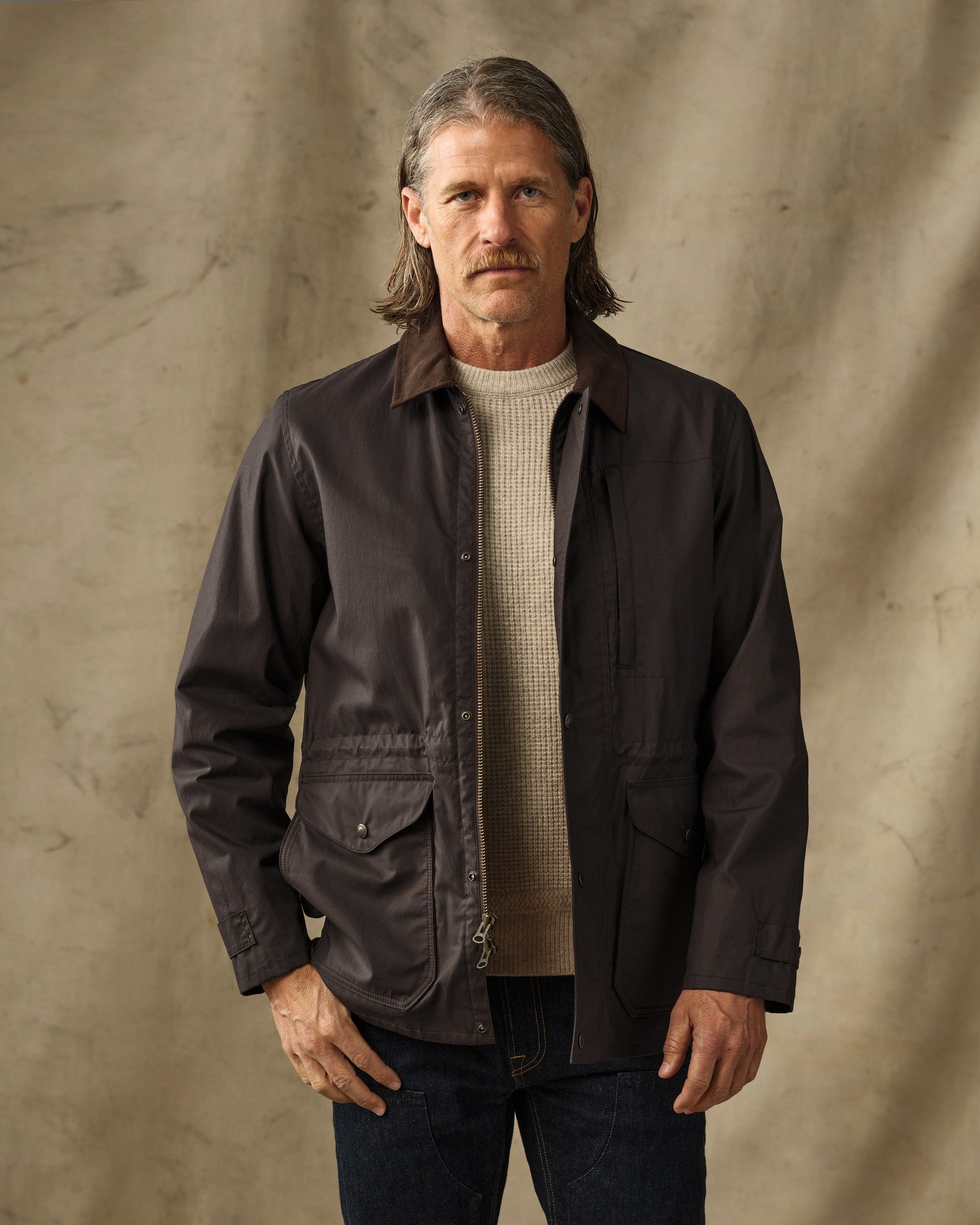 Dry Wax Mile Marker Coat - Dark Brown