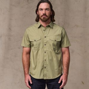 Washed Short Sleeve Feather Cloth Shirt - Lakebed