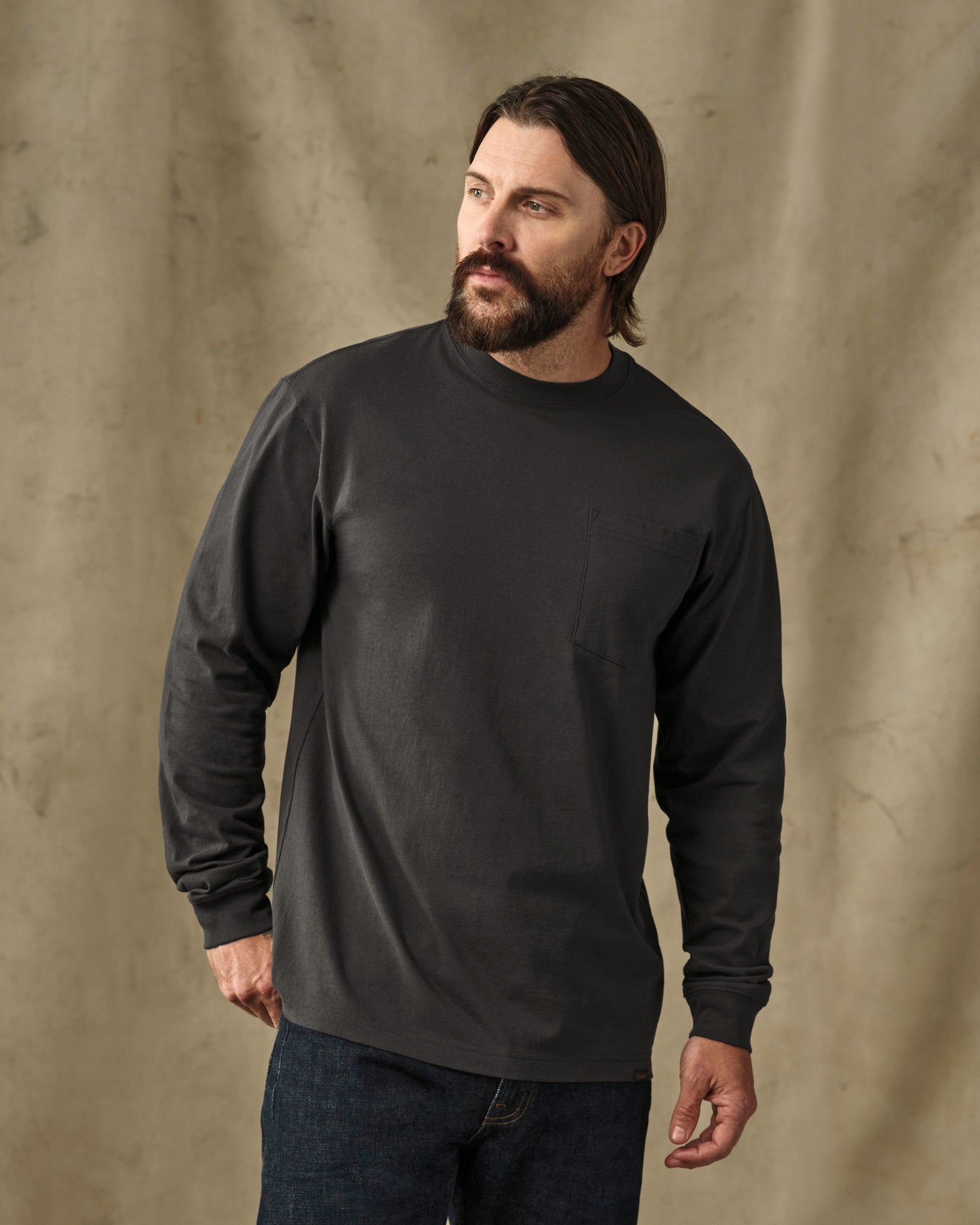 Long Sleeve Outfitter Pocket T-Shirt - Faded Black