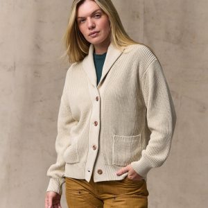Women's Cotton Shawl Neck Cardigan - Natural