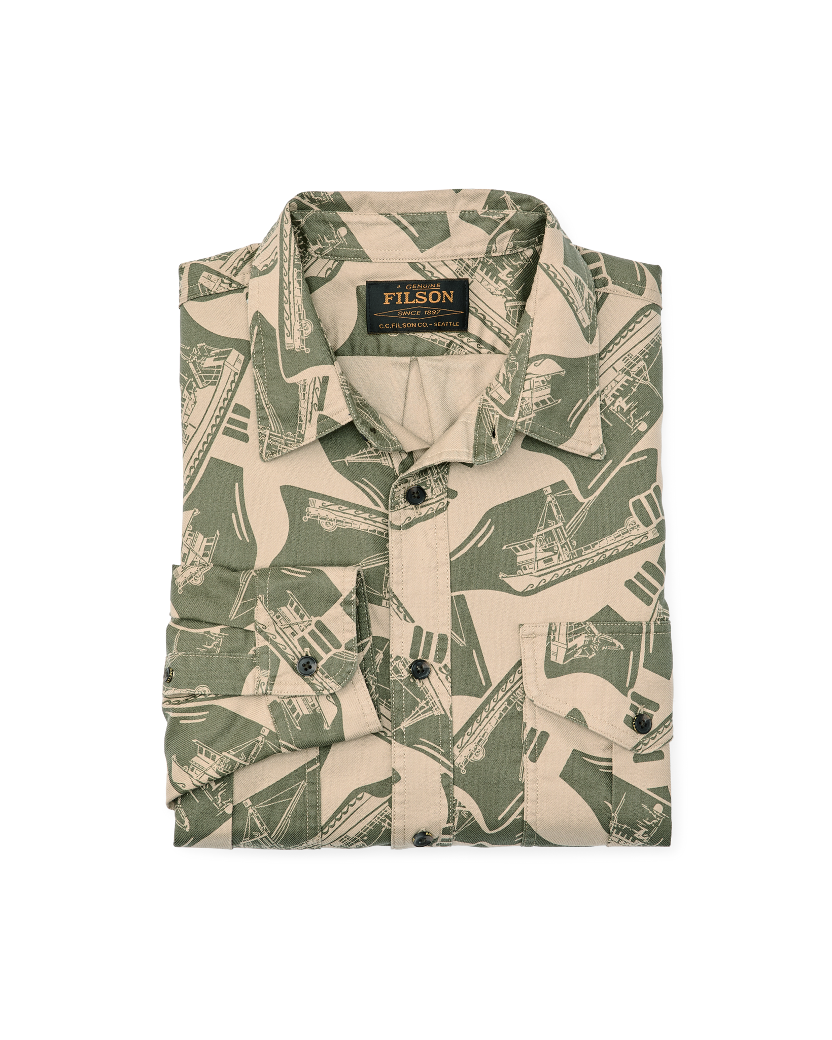 Lightweight Alaskan Guide Shirt - Khaki / Print - Image 7