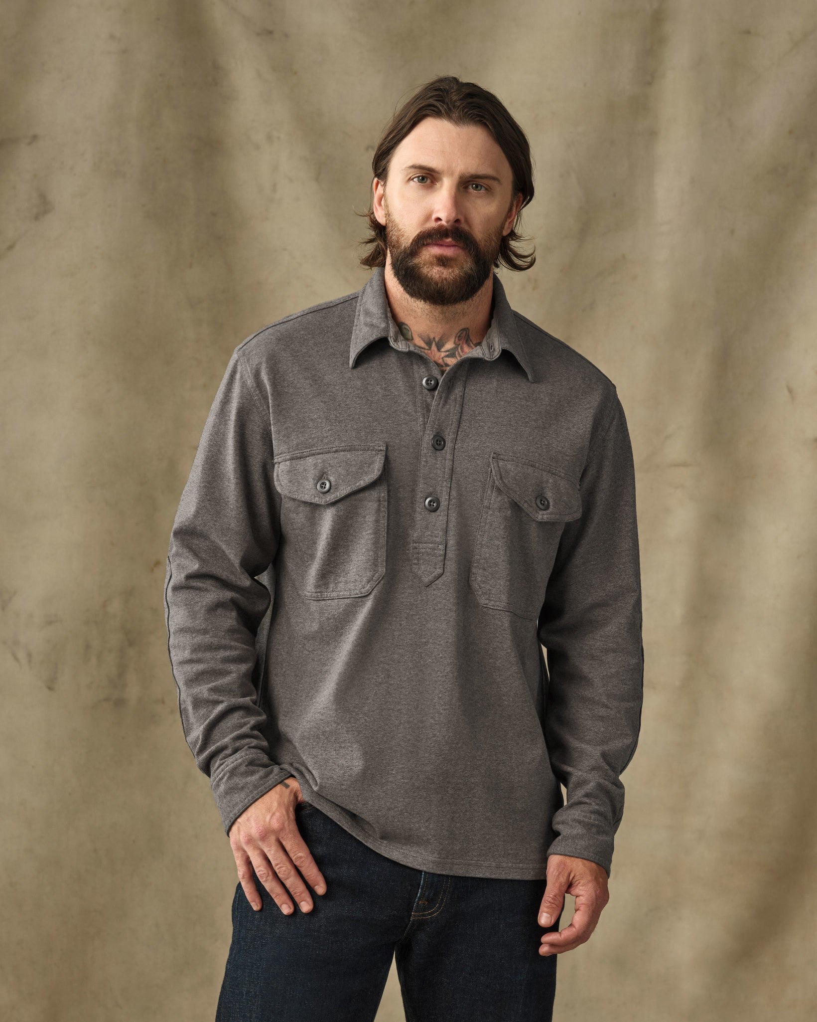 Field Knit Pullover Shirt - Smoke Heather