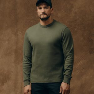 Waffle Knit Thermal Crewneck - Mossy Rock