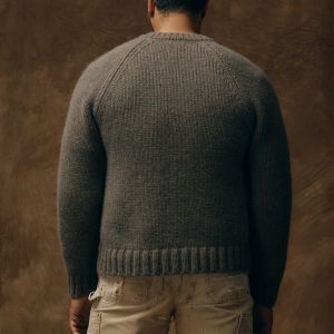 Alternative view of 3-gauge Alpaca Blend Sweater - Bark Heather
