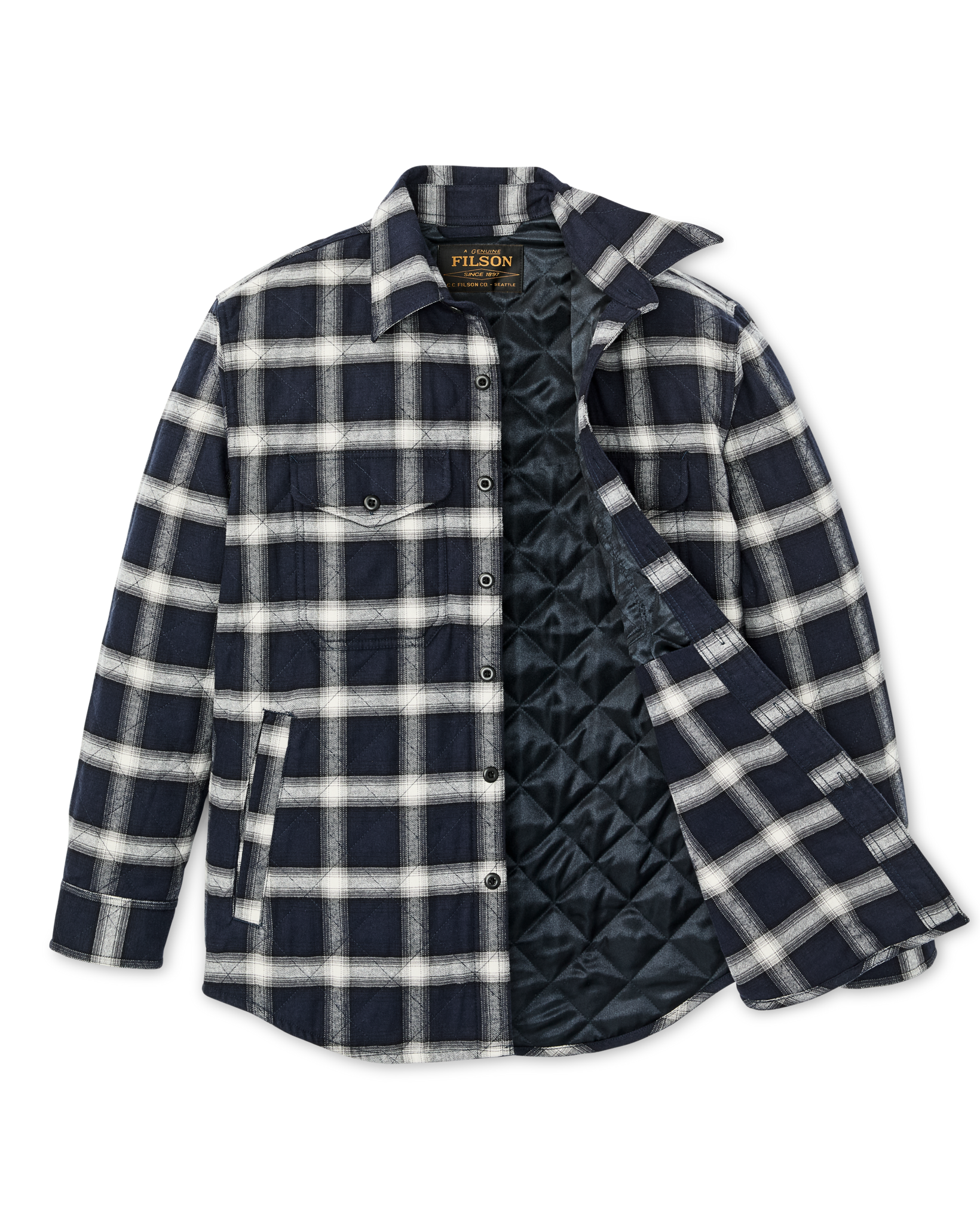 Insulated Flannel Jac-Shirt - Navy / Cream Plaid - Image 5