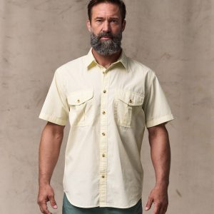 Washed Short Sleeve Feather Cloth Shirt - Ivory