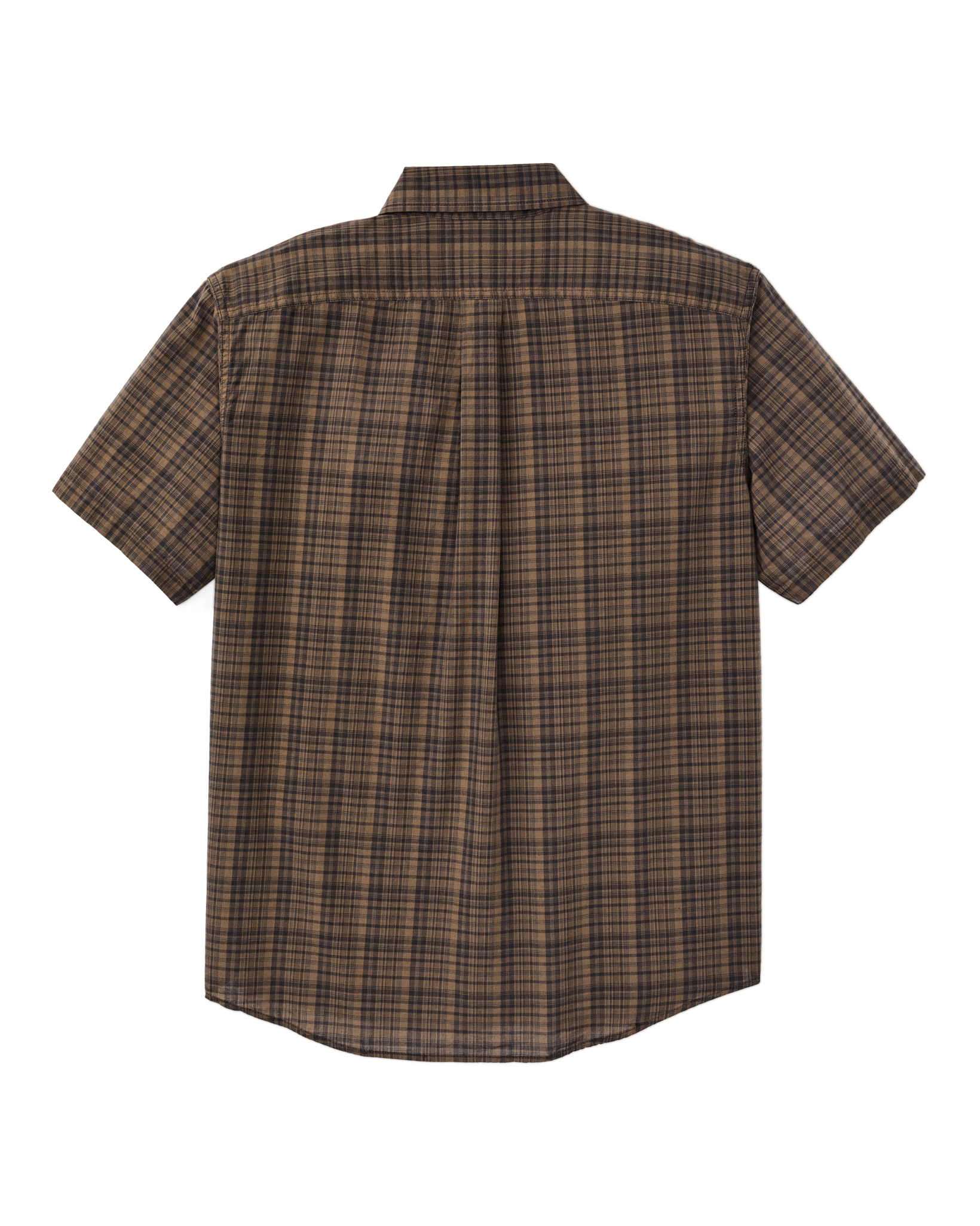 Short Sleeve Madras Popover Shirt - Brown / Olive Plaid - Image 6