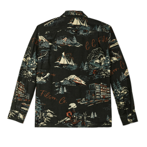 Alternative view of Elk Heights Camp Shirt - Green Northwest Scenic Print