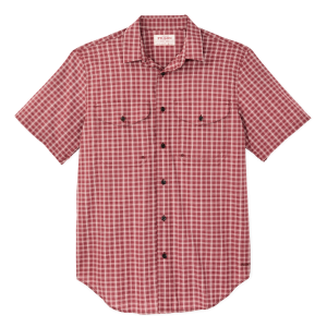 Twin Lakes Short Sleeve Sport Shirt - Brick / Cream Plaid