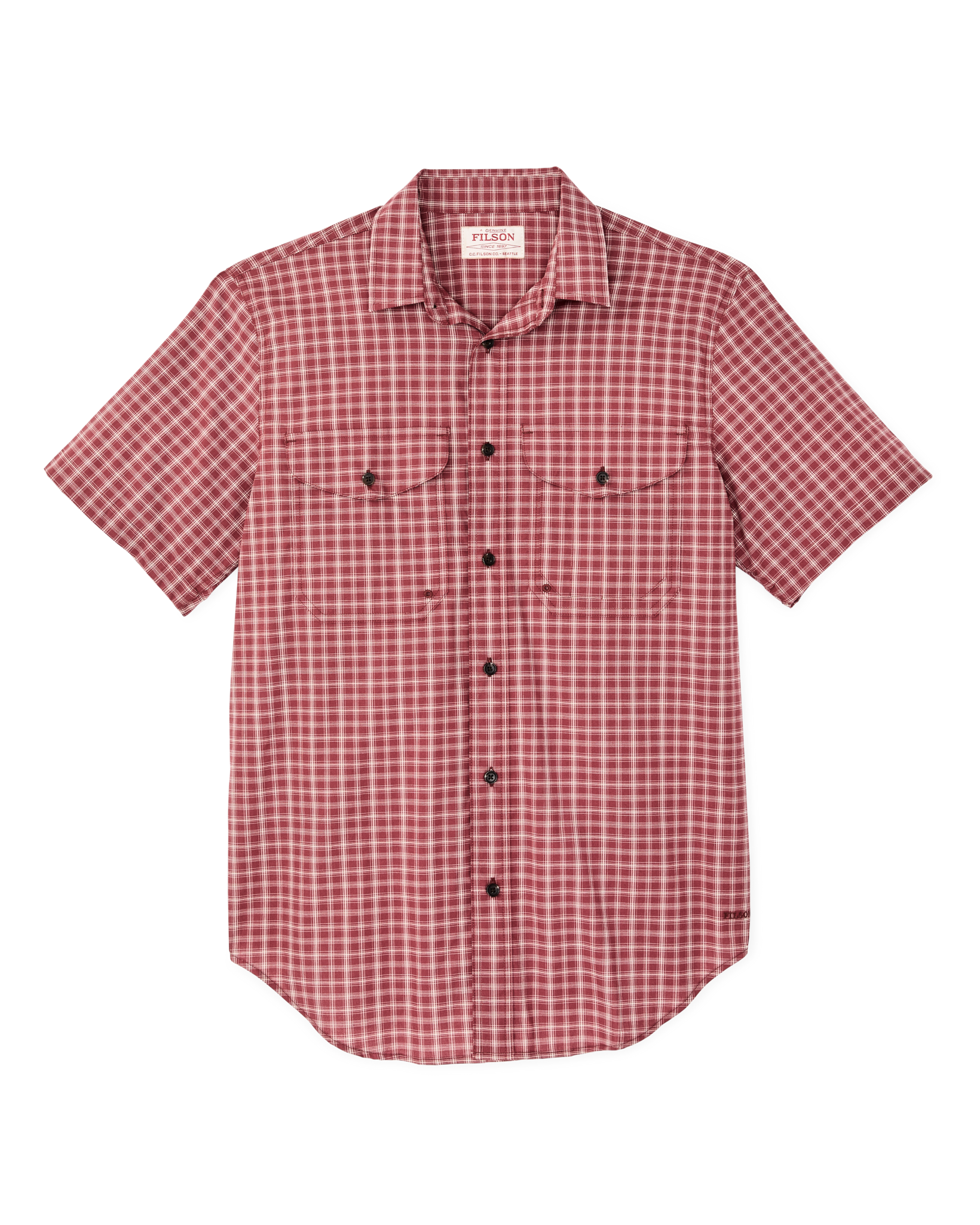 Twin Lakes Short Sleeve Sport Shirt - Brick / Cream Plaid