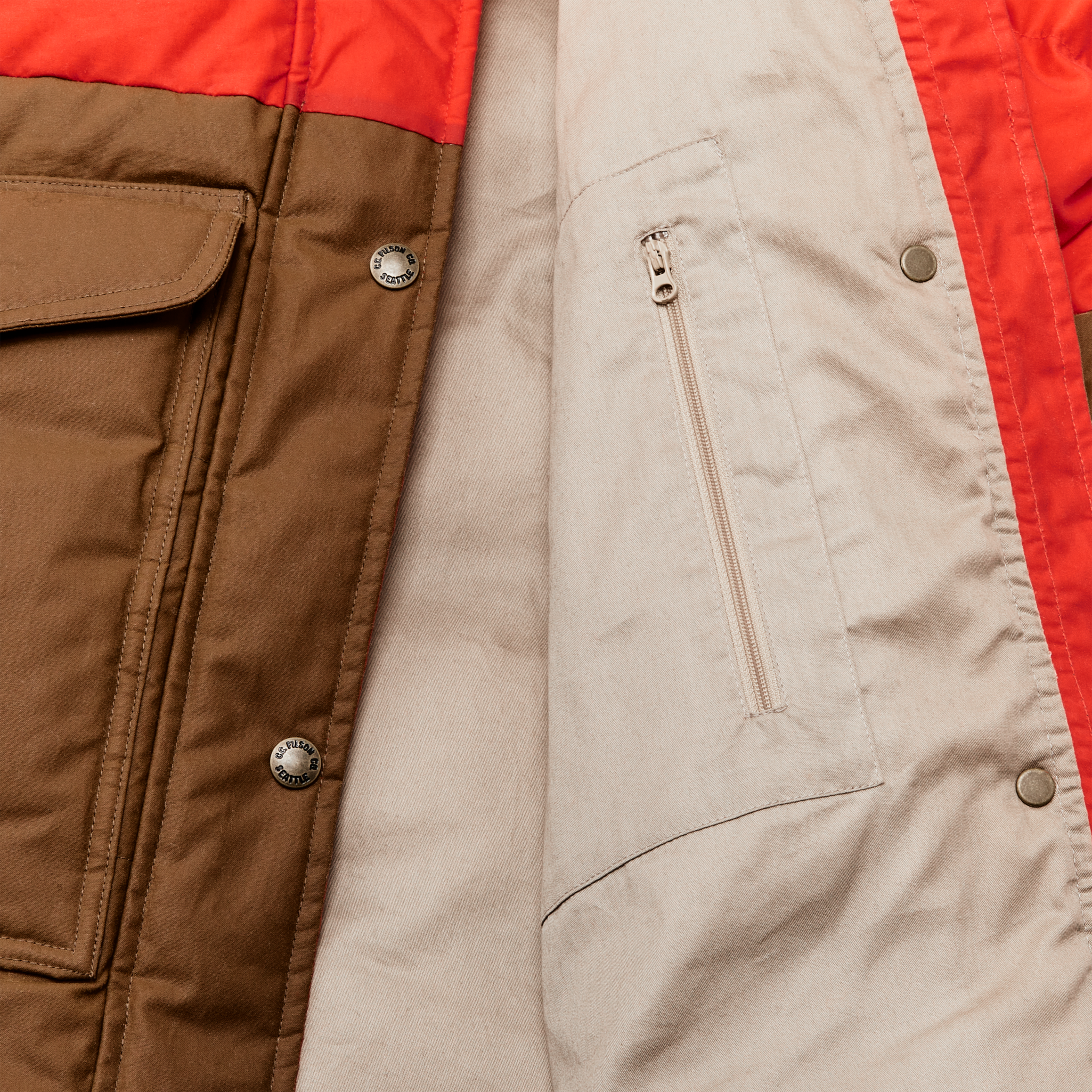 Women's Waxed Down Parka - Dark Tan / Campfire - Image 6