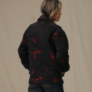 Alternative view of Women's Jacquard Wool Cruiser Jacket - Black / Red Western