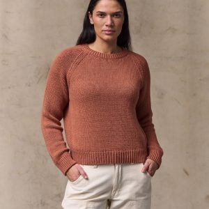 Women's Cotton Crewneck Sweater - Copper Brown