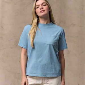 Alternative view of Women's Short Sleeve Pocket Tee - Light Blue