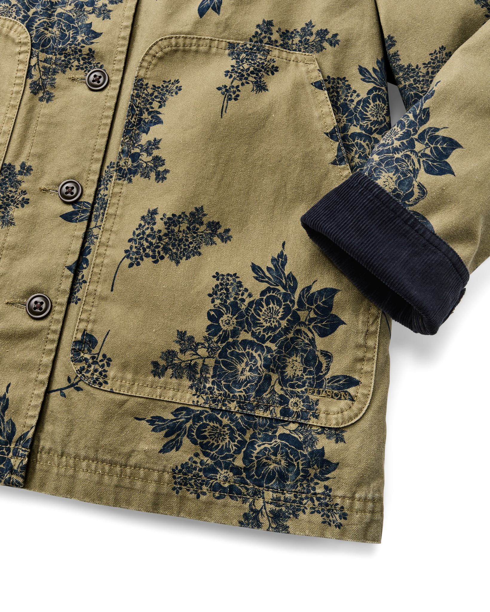 Women's Canvas Barn Coat - Olive / Floral Print - Image 3
