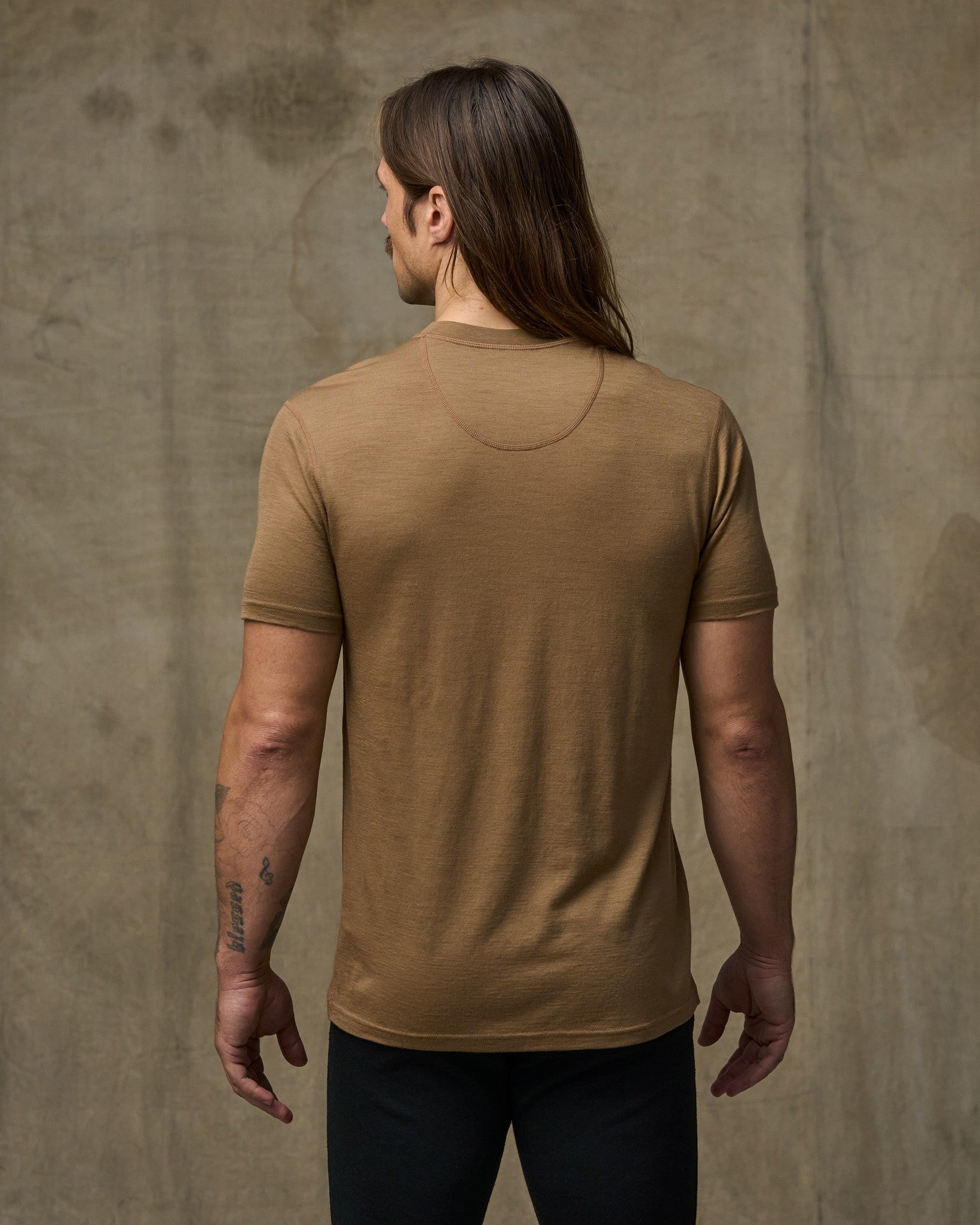 210g Merino Wool Short Sleeve Crewneck T-Shirt - Rugged Tan - Image 2