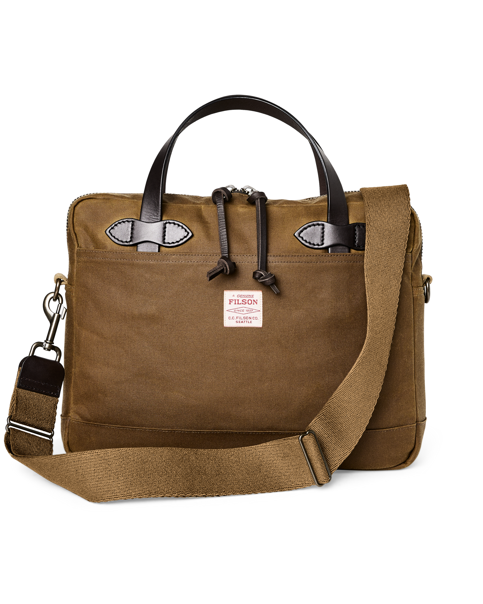 Tin Cloth Compact Briefcase - Dark Tan - Image 3