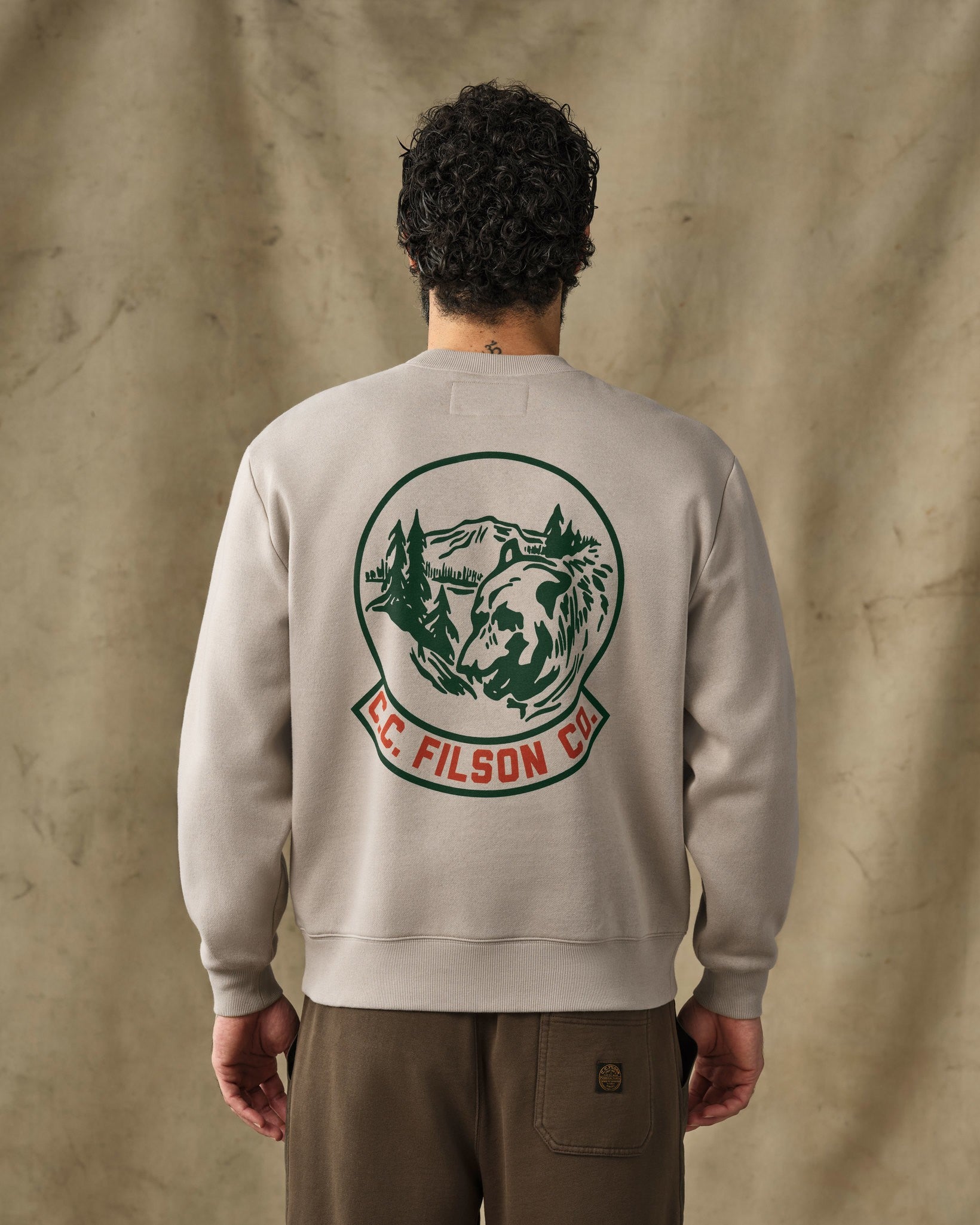 Bear Graphic Crewneck Sweatshirt - Vintage Khaki - Image 2