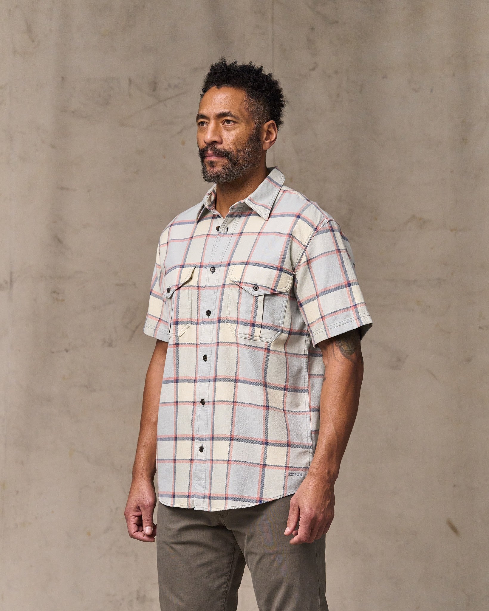 Short Sleeve Lightweight Alaskan Guide Shirt - Light Blue / Tan Plaid - Image 4