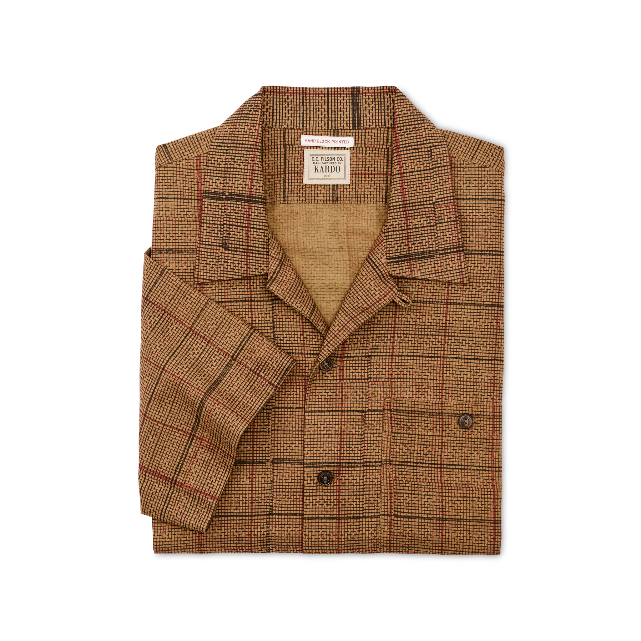 Handprinted Camp Shirt - Natural / Check Print - Image 2