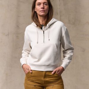 Women's French Terry Half-zip Hoodie - Ivory