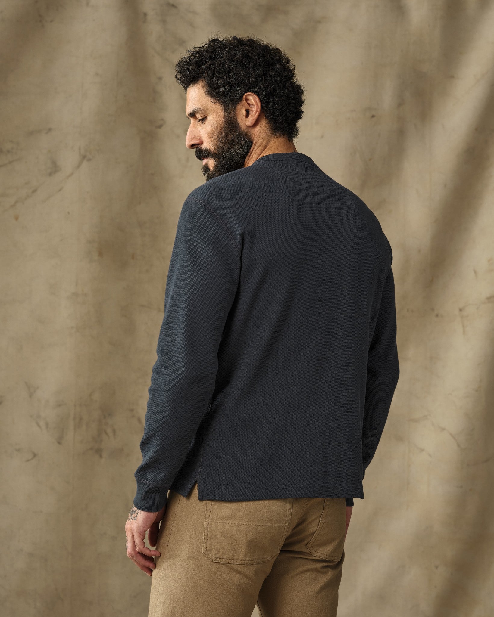 Waffle Knit Thermal Crewneck - Blue Mussel - Image 2