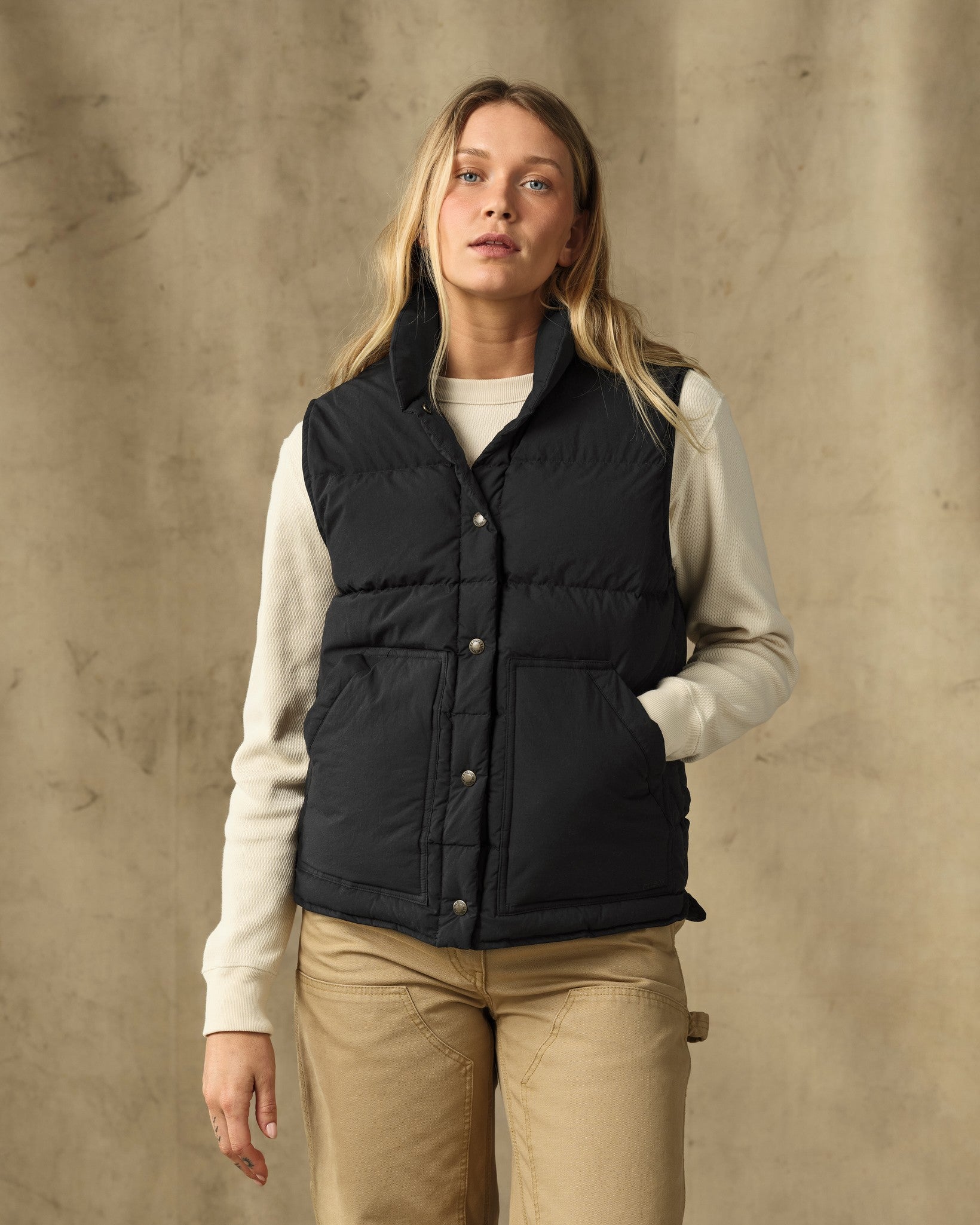 Women's Heritage Cotton Down Vest - Black