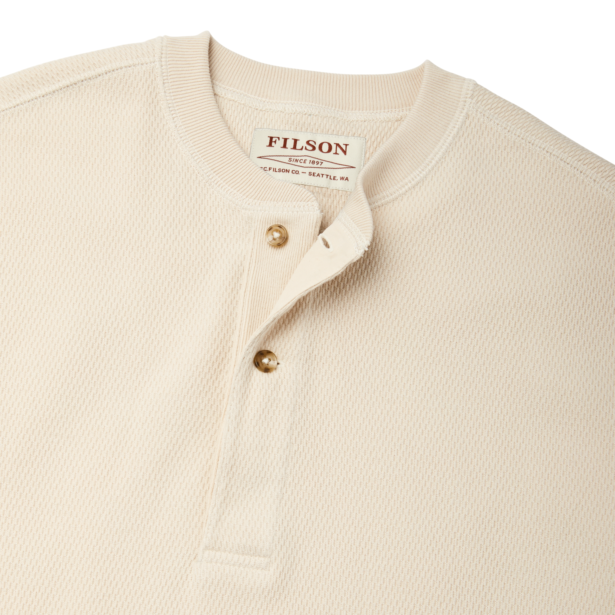 Waffle Knit Henley - Sand - Image 4