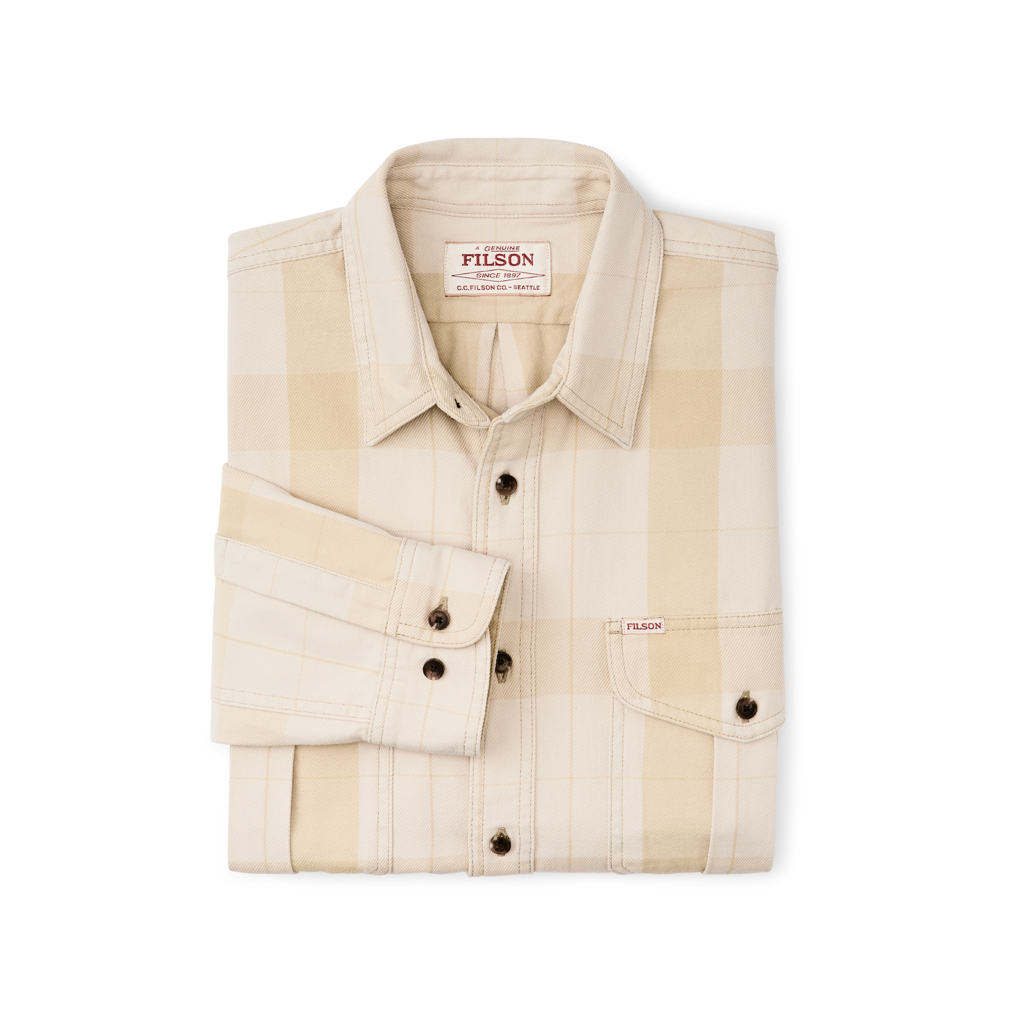 Vintage Wash Alaskan Guide Shirt - Light Gray / Khaki Plaid - Image 3