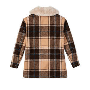 Alternative view of Women's Lined Wool Packer Coat - Cream / Brown / Multi Plaid