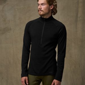 400g Merino Wool Long Sleeve Half-zip - Black