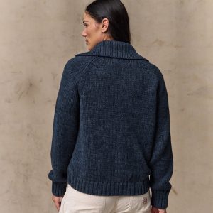 Alternative view of Women's Cotton Full-zip Cardigan - Navy / Marl