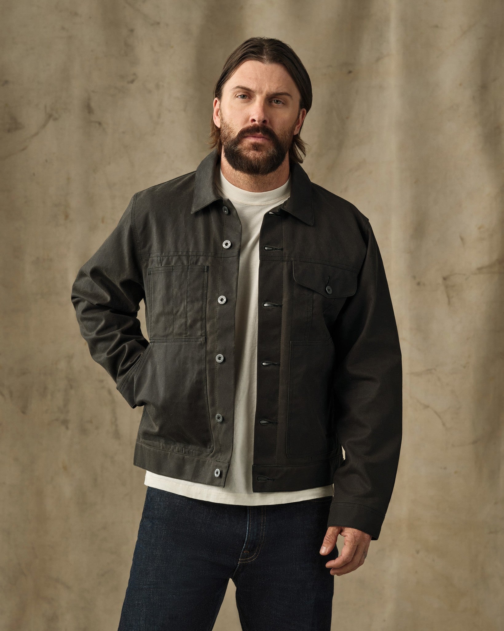 Tin Cloth Short Lined Cruiser Jacket - Beluga