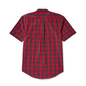 Alternative view of Sutter Sport Short Sleeve Shirt - Dark Brown / Scarlet Plaid