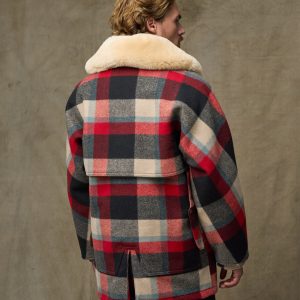 Alternative view of Lined Mackinaw Wool Packer Coat - Red / Cream / Blue Plaid