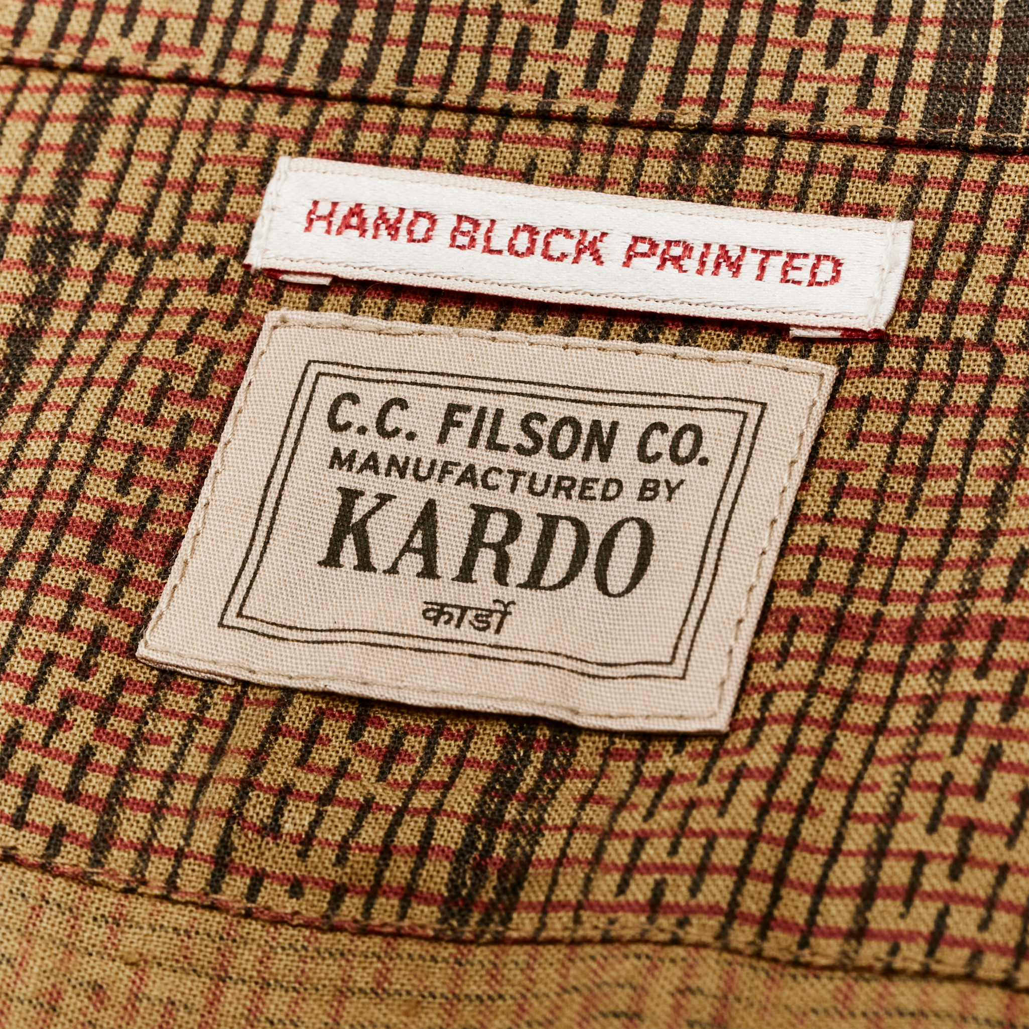 Handprinted Camp Shirt - Natural / Check Print - Image 3