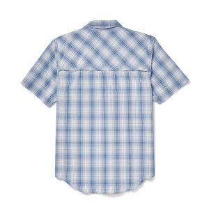 Alternative view of Twin Lakes Short Sleeve Sport Shirt - Sky / Ivory / Navy Plaid