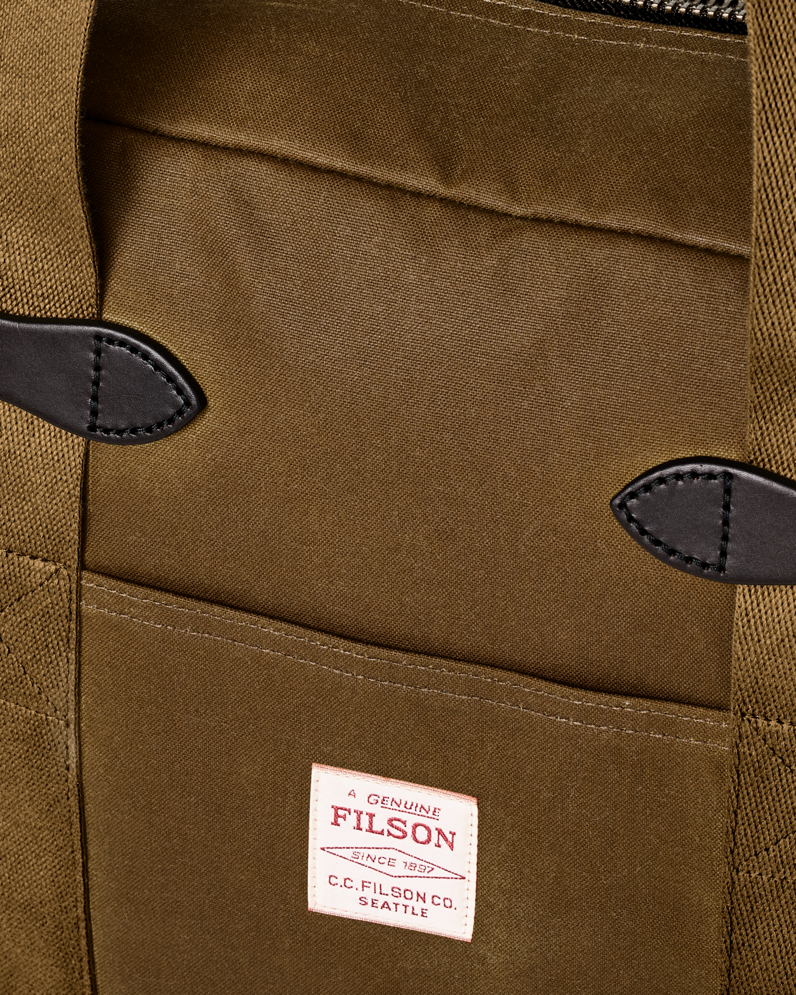Tin Cloth Zipper Tote Bag - Dark Tan - Image 4