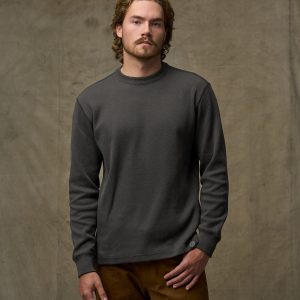 Waffle Knit Thermal Crewneck - Faded Black